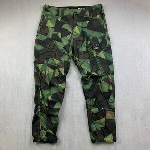 G Star Raw Mens Pants 30 Green Camo Cargo Roxic Straight Tapered Army 30x25